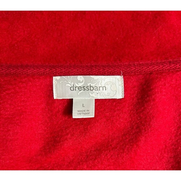 Dressbarn L Red Fleece Toggle Jacket Stand Collar Cozy Winter Button Front Coat - Picture 8 of 11